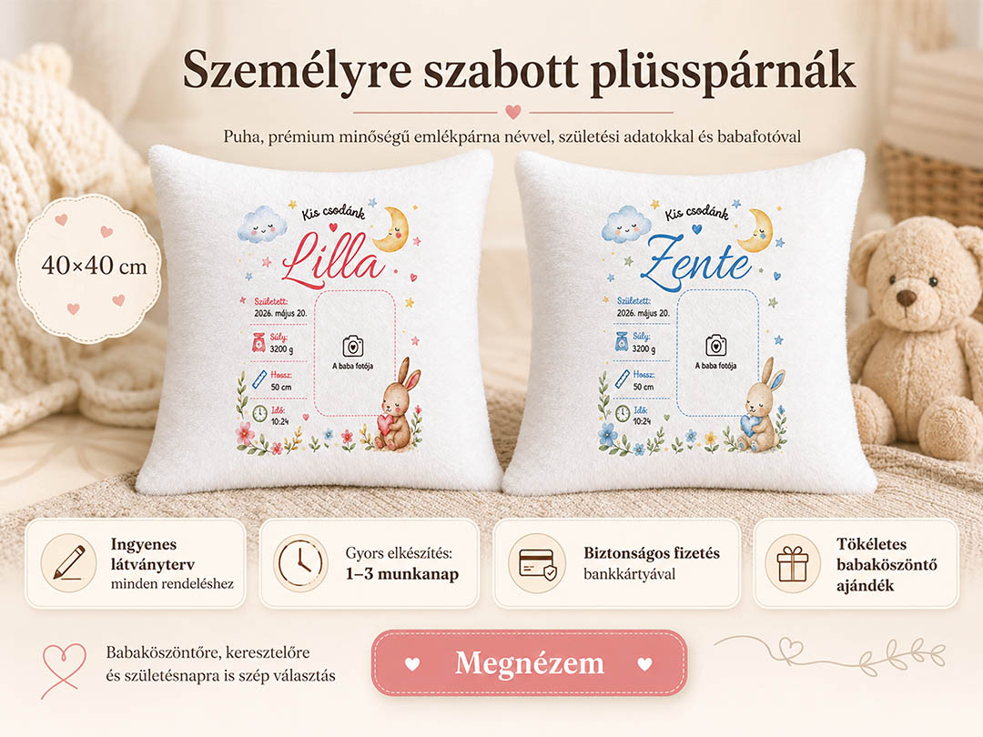 Névre Szóló Baba Emlékpárna